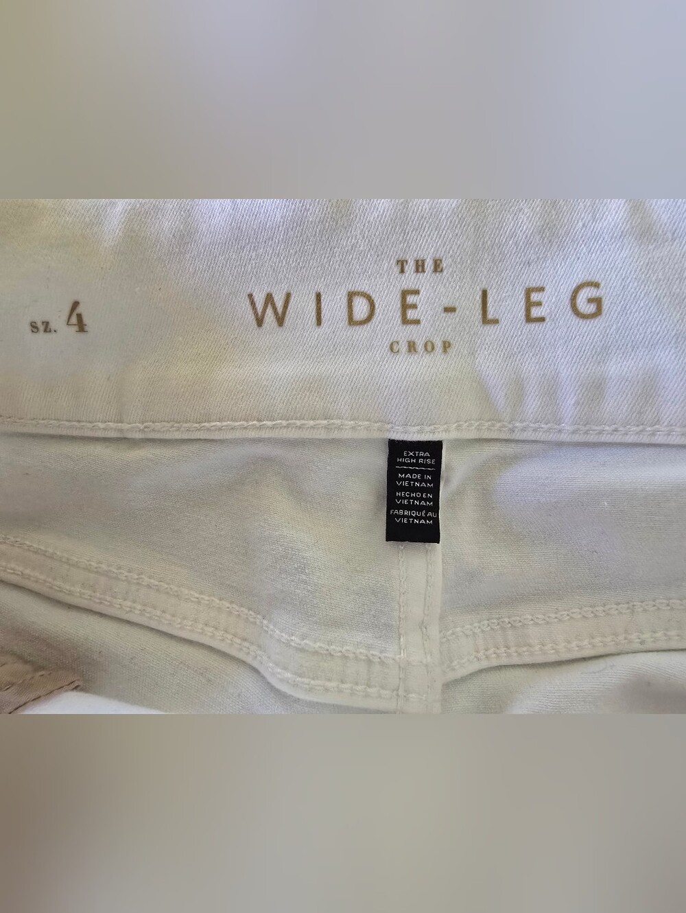 White House Black Market Minimalist Cream Wide-Leg High Rise Jeans, Size 4 - Picture 9 of 12